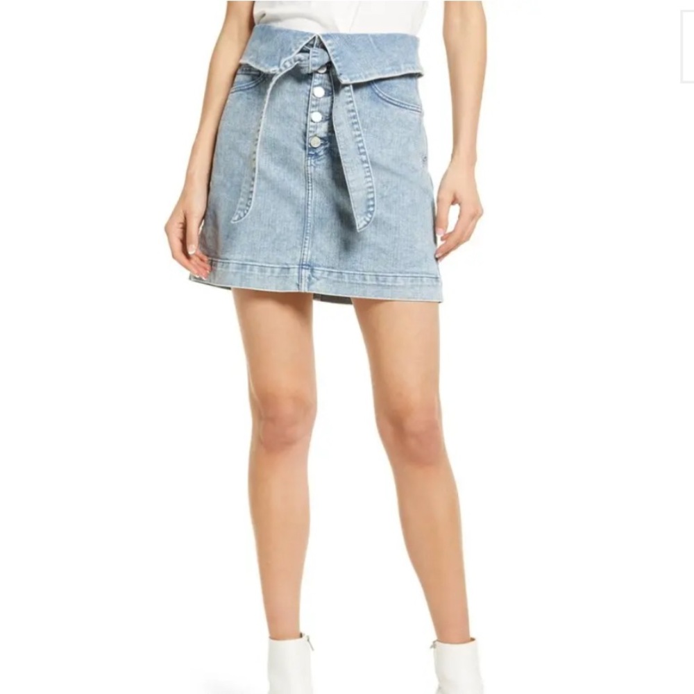 Le Jean High Waist Denim Skirt - Flora Wash